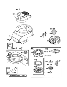 Starter-Rewind Diagram and Parts List for 12H801-2309-B1  Briggs and Stratton Engine